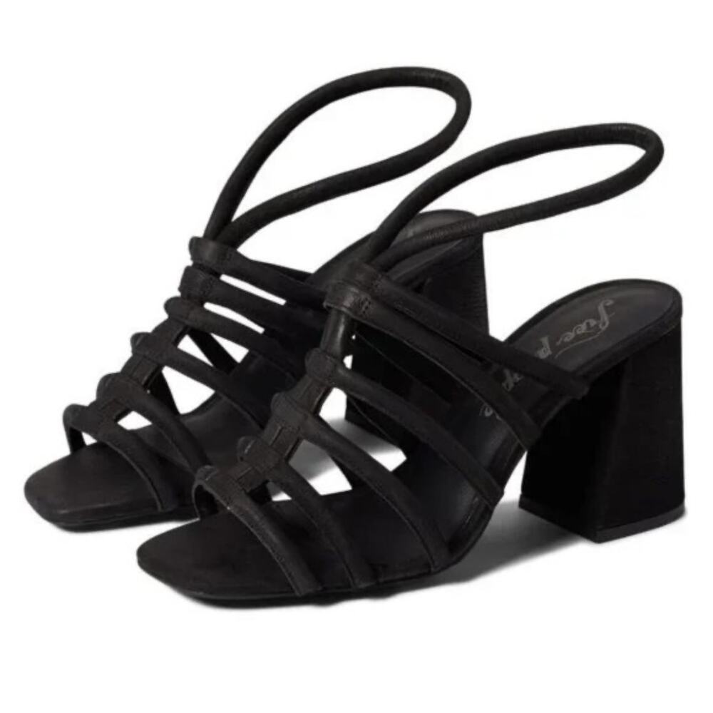 FREE PEOPLE Colette Cinched Block Heel Sandals - Black - Size EU39.5/US9 NWOB